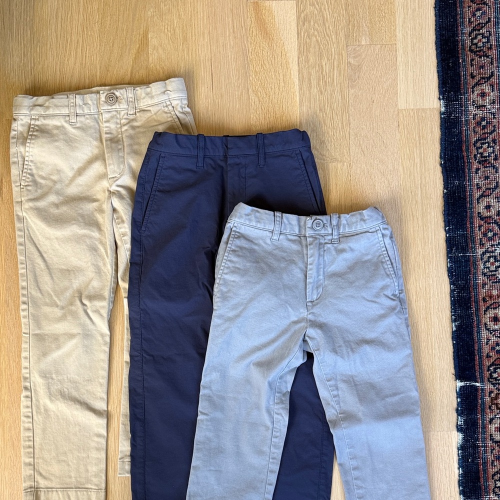 3-Pack Boys' Casual Chino Pants in Beige, Navy & Light Gray